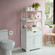 Tall Freestanding Wooden Storage Vanity, Kitchen Pantry, and Bathroom Cabinet Organizer, with 2 Open shelves, A drawer and 2 Door Cabinet, White