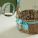 Small Seagrass Wicker Picnic Basket with Handle - Versatile Gift Basket with Blue Ribbon for New Year and Other Occasions, Garden and Home Decor, Natural Wicker Basket and Storage Solution