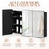 Basicwise 3-Door Aluminum Bathroom Medicine Cabinet, Round Corner Framed Door - Versatile Recessed Medicine Cabinet or Surface Mount, Mirrored Door Cabinet with Adjustable Glass Shelves, Matte Black