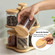 Basicwise Minimalist Two-Tier Bamboo Lazy Susan Turntable with 8 Pcs 12 oz Airtight Lid Glass Jars, Versatile Spice Rack Organizer, Perfect for Kitchen Countertops, Dining Tables, and Pantry Cabinets