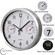 Clockswise Non-Ticking Quartz Wall Clock with Thermometer & Hygrometer - Battery Operated Aluminum Analog Clock for Temperature & Humidity Monitoring - Ideal for Home, Office or School, Silver