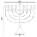 Modern Solid Metal Judaica Hanukkah Menorah 9 Branched Candelabra