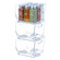Basicwise Set of 3 Open-Front Clear Storage Bins with Easy-Grip Handles Stackable Transparent Plastic Organizer Container for Pantry Cabinet Refrigerator Drawers Closets & Shelf Organization
