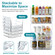 Basicwise Set of 3 Open-Front Clear Storage Bins with Easy-Grip Handles Stackable Transparent Plastic Organizer Container for Pantry Cabinet Refrigerator Drawers Closets & Shelf Organization