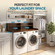 Basicwise 54" Washer and Dryer Countertop Organizer Rack with Raised Split-Level Shelf Laundry Machine Topper Folding Clothes Surface Space-Saving Storage Solution for Organized Laundry Rooms