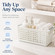 White Rectangular Plastic Shelf Organizer Basket with Handles