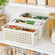 White Rectangular Plastic Shelf Organizer Basket with Handles