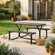 Gray Outdoor Picnic Table Set with Benches, Woodgrain Plastic Patio Table with Sturdy Metal Frame, Weather-Resistant Backyard Picnic Bench Table for Any Outdoor Space, Seats 6