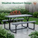 Gray Outdoor Picnic Table Set with Benches, Woodgrain Plastic Patio Table with Sturdy Metal Frame, Weather-Resistant Backyard Picnic Bench Table for Any Outdoor Space, Seats 6