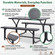 Gray Outdoor Picnic Table Set with Benches, Woodgrain Plastic Patio Table with Sturdy Metal Frame, Weather-Resistant Backyard Picnic Bench Table for Any Outdoor Space, Seats 6
