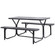 Gray Outdoor Picnic Table Set with Benches, Woodgrain Plastic Patio Table with Sturdy Metal Frame, Weather-Resistant Backyard Picnic Bench Table for Any Outdoor Space, Seats 6