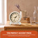 Clockswise Vintage Round Tabletop Clock with Distressed Frame, Ornate Scroll Base & Antique-Inspired Design for Mantel, Counter and Shelf Display in Living Rooms, Bedrooms, and Offices