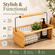 Gardenised Vintage Harvest Basket Pine Wood & Metal Mesh Wire Design Wooden Frame with Straight Handle for Fruits Vegetables Kitchen Organization Decorative Storage Home Décor & Garden Display