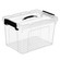 Basicwise 26 QT Plastic Bin Stackable Storage Box for Home Organization