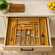 Basicwise Expandable Bamboo Cutlery Tray and Kitchen Drawer Organizer