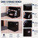 Basicwise Shoe Storage Bench with Leather Cushion – Classic Black Wooden Entryway, Fold-Out Hidden Double Shoe Rack, Easy Assembly, Comfortable Seat, Mudroom & Foyer Organizer
