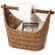 Vintiquewise Seagrass Decorative Bathroom Basket – Handwoven Magazine Rack, Storage Organizer for Small Essentials, Washcloths and Toiletries, with Wooden Rod Toilet Paper Holder for Easy Dispensing