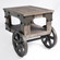 Industrial Wagon Style Small Rustic End Table with Storage Shelf and Wheels