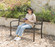 Steel Outdoor Patio Garden Park Seating Bench with Cast Iron "Welcome" Backrest, Front Porch Yard Bench Lawn Decor
