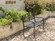 Steel Outdoor Patio Garden Park Seating Bench with Cast Iron "Patriotic American Flag and Eagle" Backrest, Front Porch Yard Bench Lawn Decor