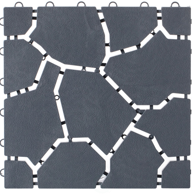 Gray Garden Path Track Interlocking Stone Look Design Pathway Tile Floor Paver, Pack of 4