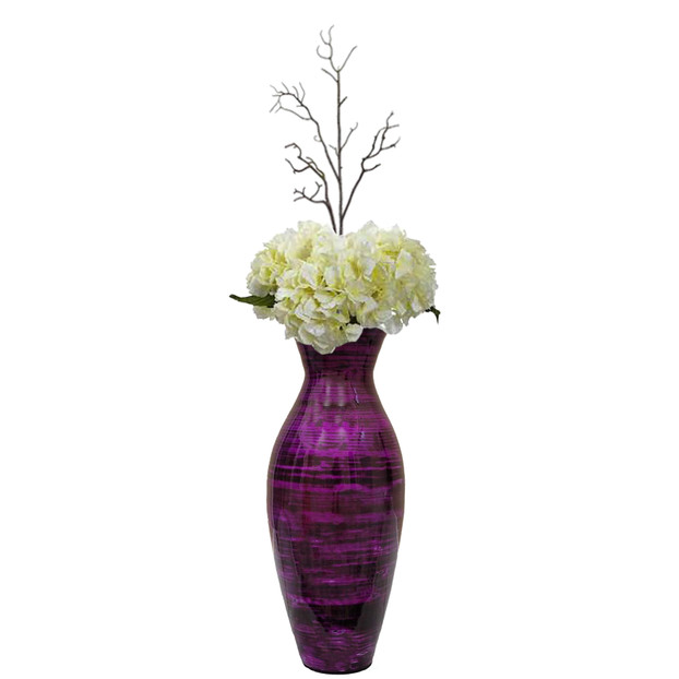Uniquewise 21" Modern Bamboo Floor Vase Flared Design for Dining Room Living Room and Entryway Décor Ideal for Dried Branches Sticks Long Stems Artificial Flowers, & Contemporary Home Styling