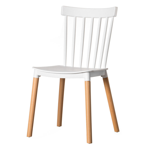 Modern Plastic Dining Chair Windsor Design with Beech Wood Legs Modern Plastic Dining Chair Windsor Design with Beech Wood Legs