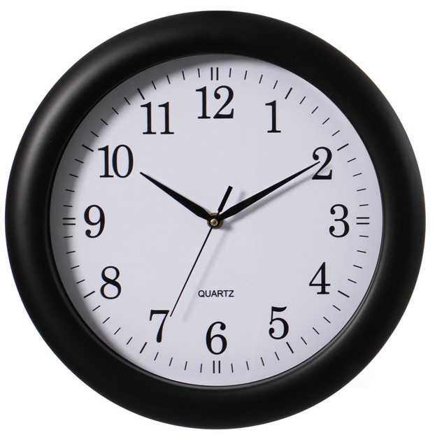 13.75 Inch Plastic Round Battery Operated Simple Modern Wall Clock - Office, ClassRoom, Livingroom, Dining Room, Bedroom and Kitchen Wall Decor