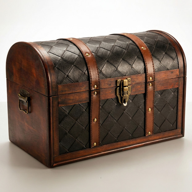 Wooden Leather Treasure Chest