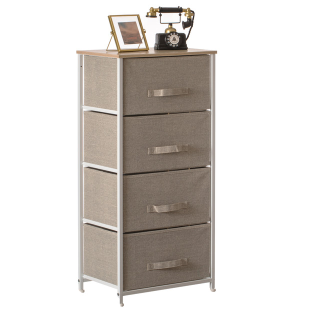 Sand Beige Bins and White Frame Storage Night Chest and Storage Chest