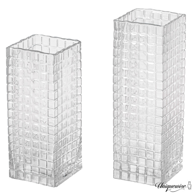 Set of 2 Square Frosted Clear Glass Table Vase - A Timeless Centerpiece for Dining Tables, Living Rooms, Bedrooms, Hotel Reception Areas and Conference Rooms, Ideal for Weddings and Special Occassions Set of 2 Square Frosted Clear Glass Table Vase - A Timeless Centerpiece for Dining Tables, Living Rooms, Bedrooms, Hotel Reception Areas and Conference Rooms, Ideal for Weddings and Special Occassions
