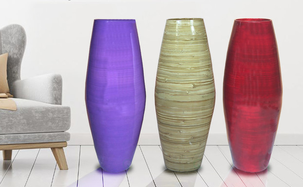 Uniquewise Bamboo Cylinder Shaped Floor Vase  - Handcrafted Tall Decorative Vase - Ideal for Dining Room, Living Room, and Entryway - Elegant Statement Piece for Home Decoration and Stylish Ambiance Enhancement