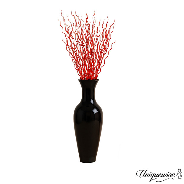 Uniquewise Tall Decorative Bamboo Floor Vase with Natural Dried Twig Fillers Modern Home & Office Decor Accent for Living Room Entryway or Corner Display