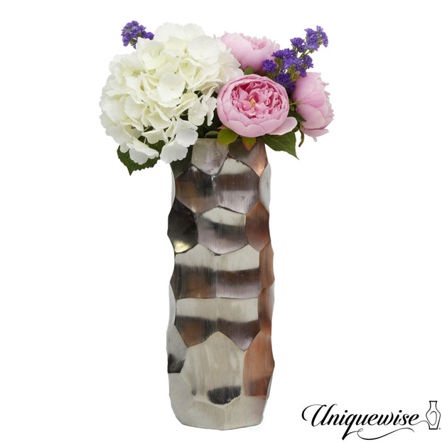 Decorative Modern Metal Honeycomb Design Table Flower Vase, Stylish Contemporary Centerpiece for Dining Room, Living Room, Bedroom, Office, or Wedding Décor with Floral Arrangements