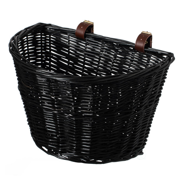 Wicker Front Cargo Bike Basket - Perfect for Riders of All Ages and Genders - for Beach Cruiser, Stationary Bike, E-bike, or Road Bike with Stylish Faux Leather Straps