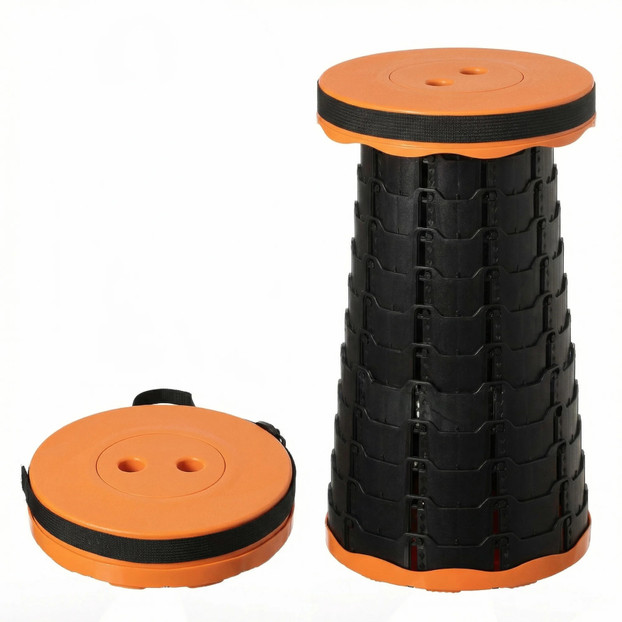 Gardenised Collapsible Stool, Telescopic Adjustable Round Seat for Picnic Camping Fishing Hiking Travel and Outdoor Events with Compact Cylindrical Extendable Design