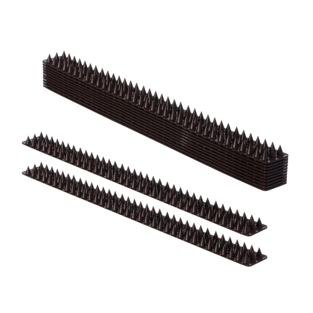 Pack of 10 Plastic Bird Deterrent Spikes for Birds, Pigeon, Squirrel, Raccoon, Crow, and Cat Anti-Climb Strips to Deter Theft - Suitable for Wall, Windowsill, Railing, Fence, and Roof - Grey