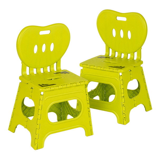 Basicwise Foldable Plastic Chair Set of 2 Collapsible Multi-Purpose Space-Saving Portable Stool for Indoor & Outdoor Use Playroom Kitchen Patio Garden Camping Picnic Events and Small Spaces
