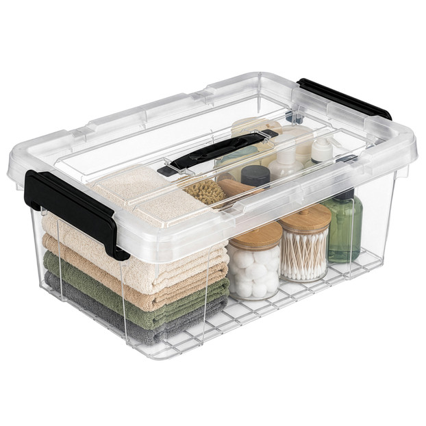 Basicwise Clear Plastic Storage Bins for Home Organization