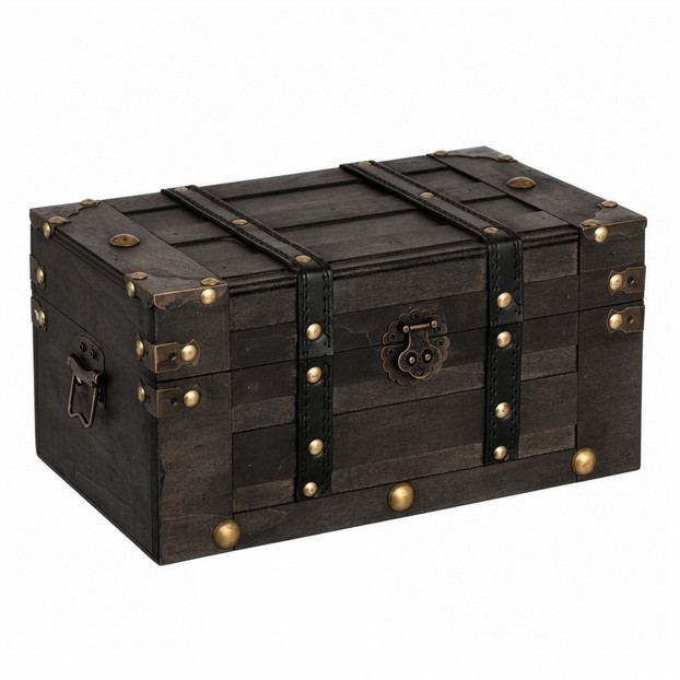 Vintiquewise Small Wooden Treasure Chest for Decorative Home Storage