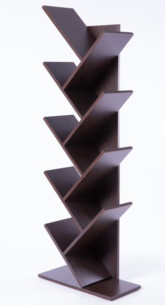 Wooden 9-Shelf Tree Magazine CD Storage Bookcase