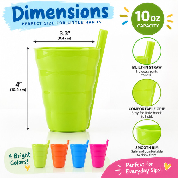 Reusable Plastic Cups with Straw