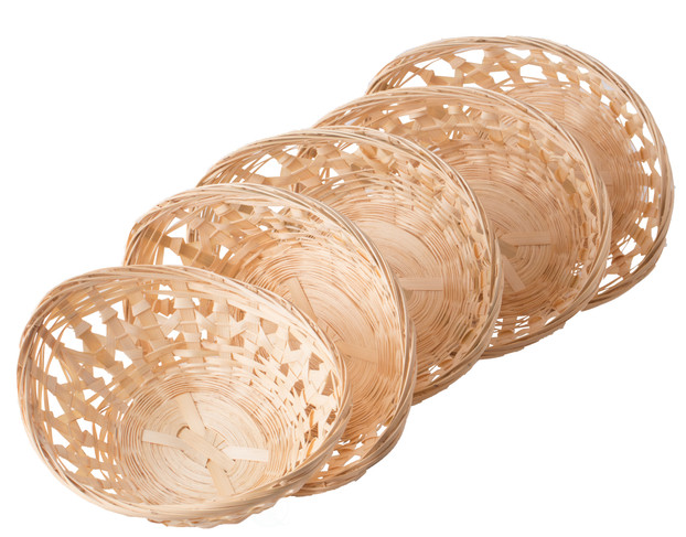 Set of 5 Natural Bamboo Oval Storage Bread Basket Storage Display Trays