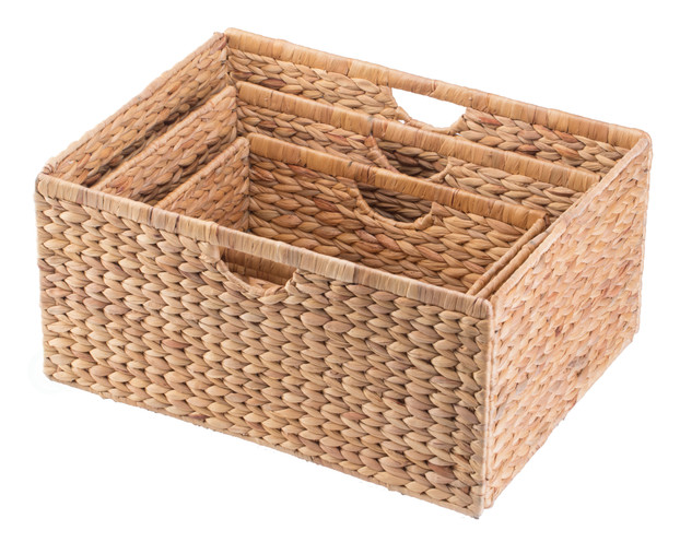 Vintiquewise Hyacinth Basket - Rustic Handwoven Multipurpose Foldable Storage Organizer Decorative Laundry Totes and Woven Storage Bin for Bedroom, Living Room, Bathroom, Pantry and Closet