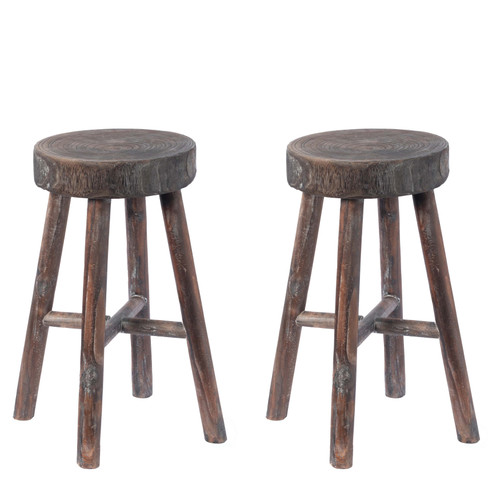 【アンティーク家具】WOOD STOOL ヴィンテージ スツール 木製 シャビーシック 丸椅子 古道具