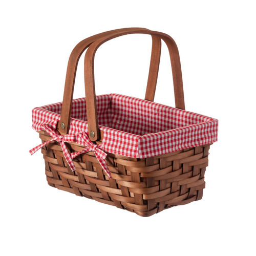 Buy Wholesale QI003085 Small Rectangular Basket Lined with Gingham