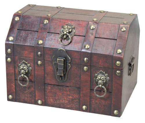 Small Pirate Style Wooden Treasure Chest - Chest with Padlock