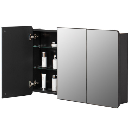 Basicwise 3-Door Aluminum Bathroom Medicine Cabinet, Round Corner ...