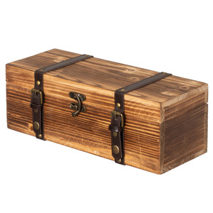 Vintiquewise Vintage Wooden Wine Gift Box Rustic Single Bottle Holder with Locking Latch Decorative Brass Accents Faux Leather Straps Keepsake Storage Chest for Weddings Birthdays & Holiday Gifting