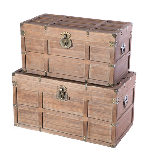 Buy Wholesale QI003512 Wooden Rectangular Lined Rustic Storage Trunk with  Latch